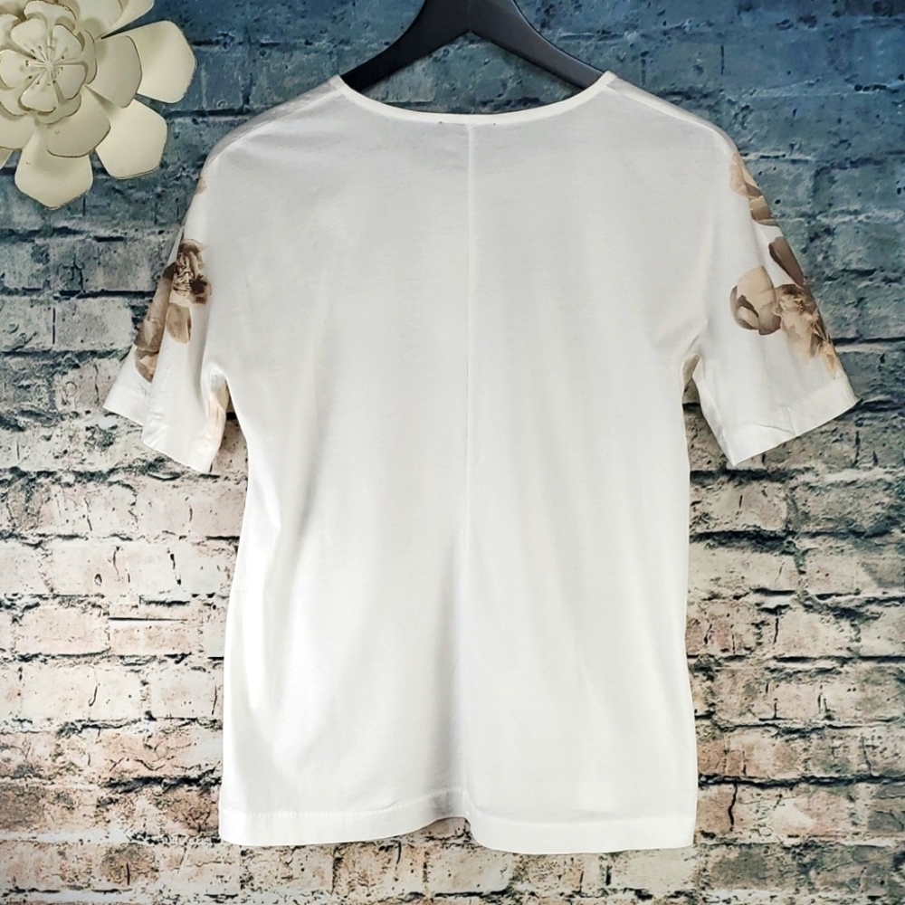 J. Crew | Bold Gypsy Boho Cottagecore Peach Floral T-Shirt Top - Picture 6 of 8